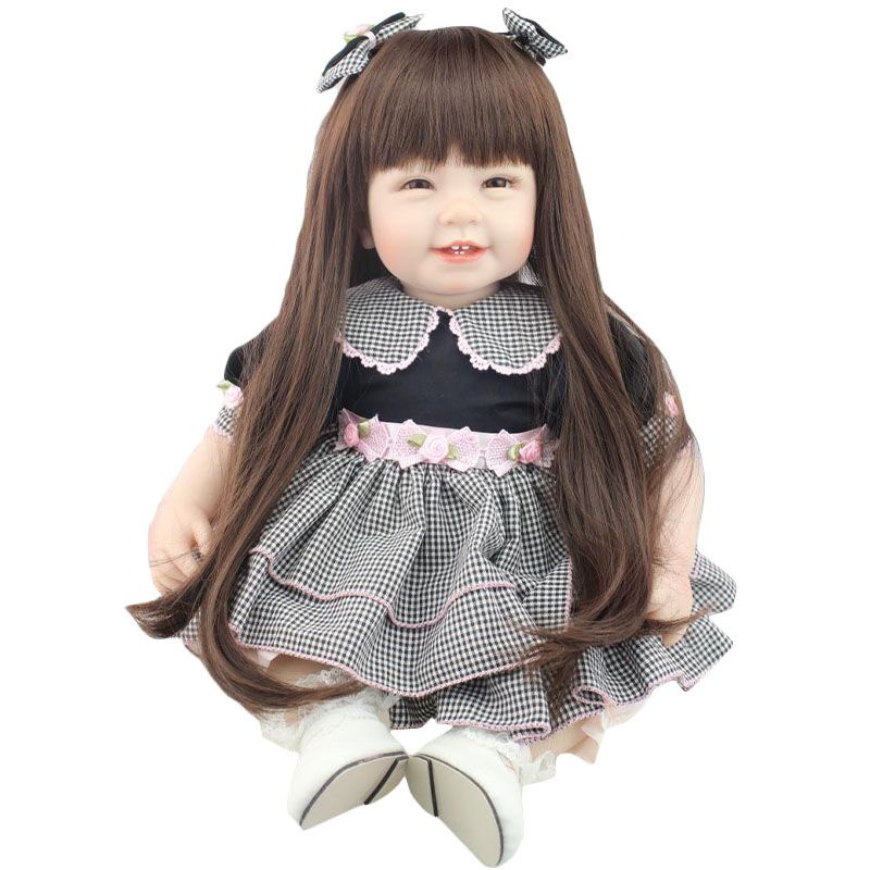 Long Hair Girl Realistic Reborn Doll Babies Silicone Lifelike Baby Dolls