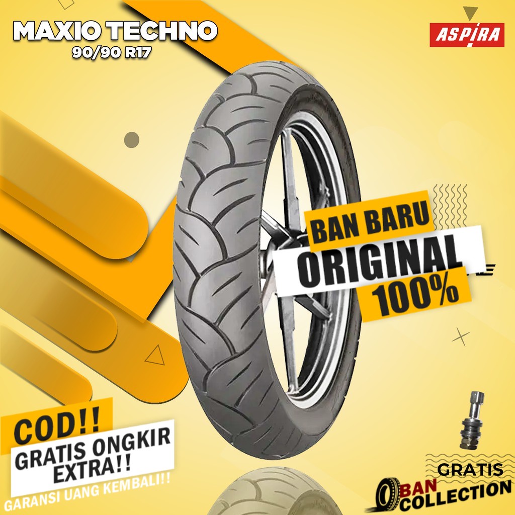 Ban Motor MOPED (MOTOR BEBEK) // ASPIRA MAXIO TECHNO 90/90 Ring 17 Tubeless ban motor tubles ring 17