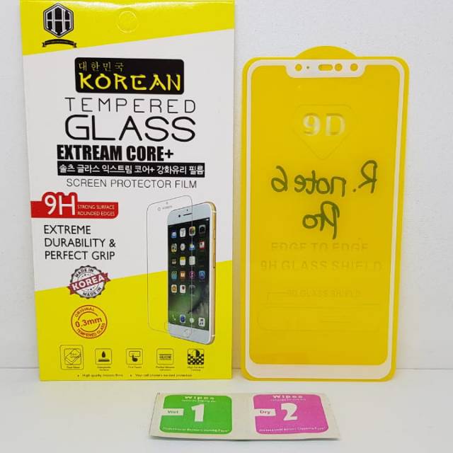 KOREAN Tempered Glass Redmi Note 6 Pro 6.26&quot; TG 5D Xiaomi Note 6 Pro FULL SCREEN Guard FULL GLUE