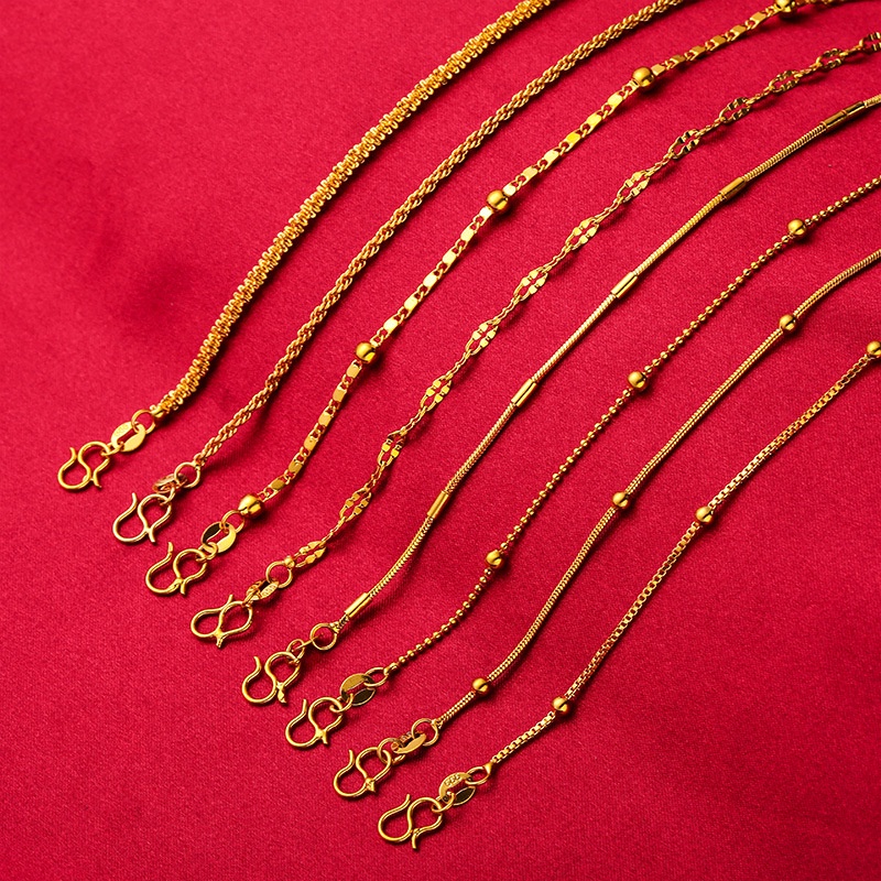 Gelang Rantai Klavikula Desain Ulat Phoenix Tail Bahan Kuningan Lapis Emas