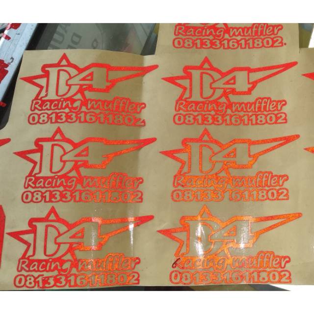 Sticker Racing Mufler/Custom Cutting Sticker satu lapis 10*5