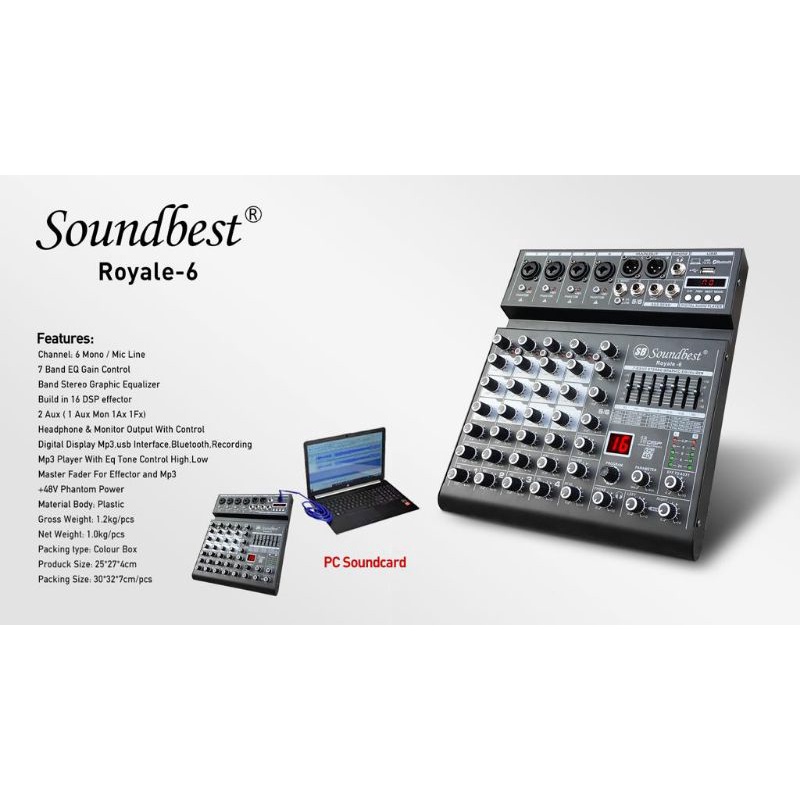 Mixer Audio Soundbest 6 Channel Royale 6 Bluetooth Original