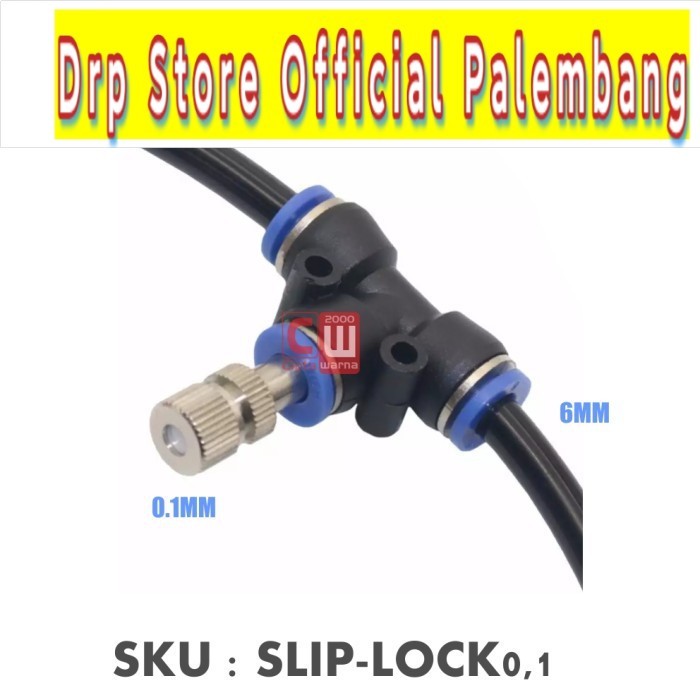 Tee T slip lock dan Nozzle kabut / mist 0.1 0.15 0.2 0.3 0.4 0.5 mm