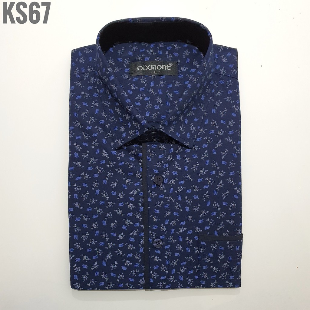 Kemeja Pria Lengan Pendek KS67 Katun Dixmont Hem Motif Casual Kerja Semi Slimfit