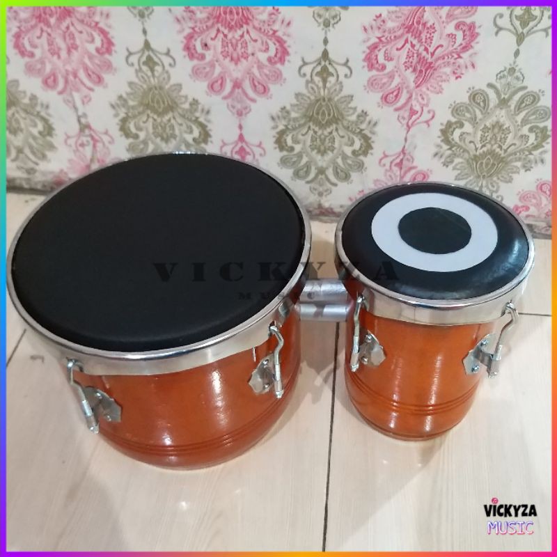 Ketipung Kendang Gendang Dangdut Tabla Koplo Kayu Mahoni Kulit Hitam Tanpa Stand