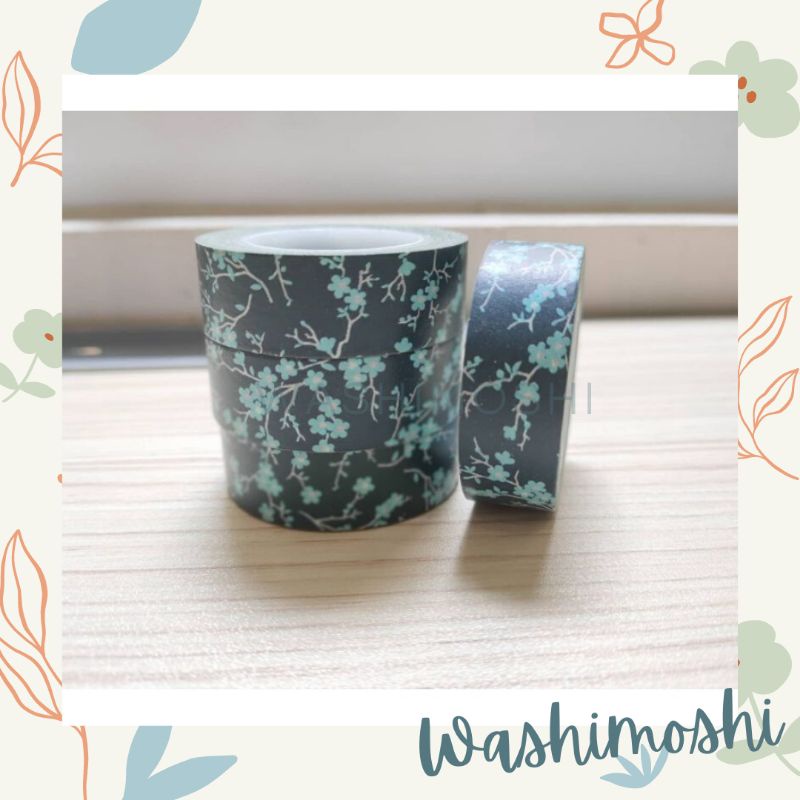 

Washimoshi Masking Washi Tape Blue Flower Design / Washitape Motif Bunga Biru (10 Meter)