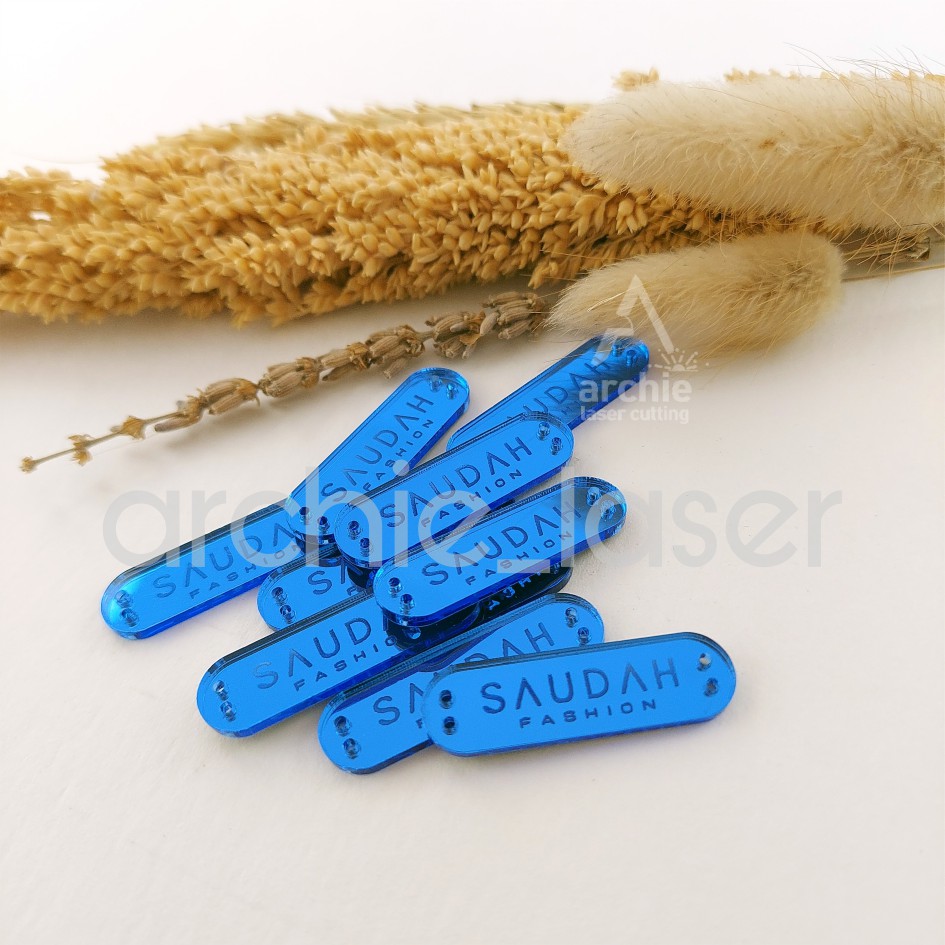 

Label Produk Akrilik Mirror BLUE / Label Jilbab Rebranding / Label Kerudung / Label Hijab / Tag Akrilik