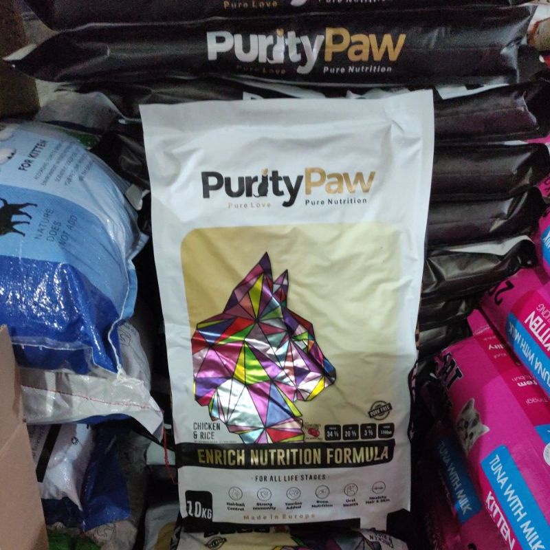 Ready Purity Paw Cat food chicken rice All Stage Semua Umur makanan kucing 10kg Ori