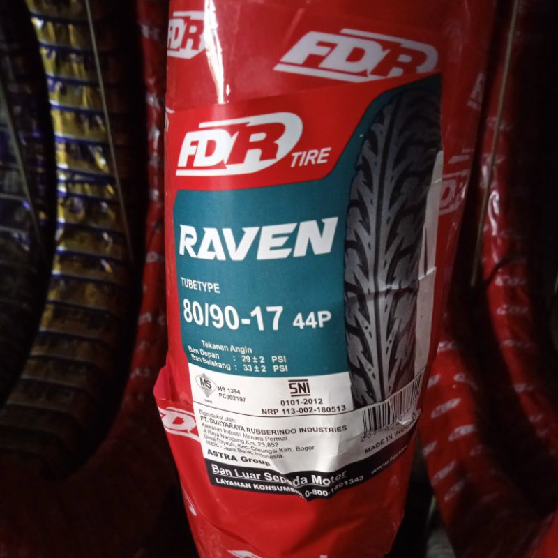 Ban Luar Merk FDR 80/90-17 Raven, Non tubeless