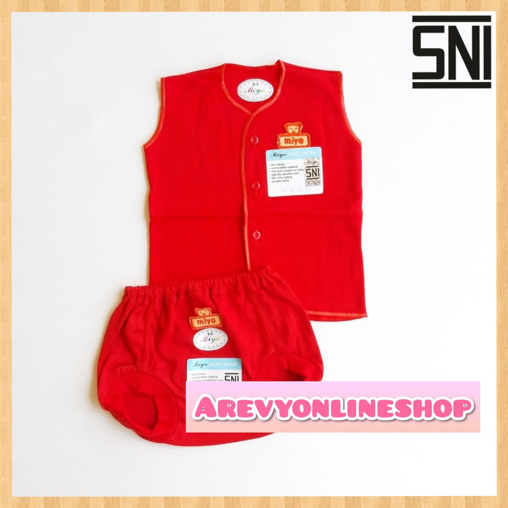 Miyo Setelan Baju Kutung Bayi Merah 0-3m Newborn / Baju Bayi Baru Lahir / Kado Baby