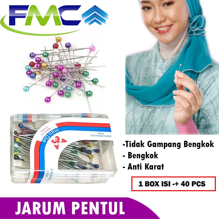 Jarum Pentul Mini Kecil Anti Karat Stainless Stell Premium Pin Hijab Bross 1 Box 45 Pcs Murah Japan Quality Kualitas Import