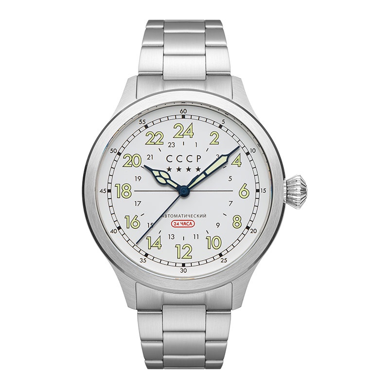 [CLEARANCE MEI] Jam Tangan Pria CCCP Chklov CP-7079-44 Automatic Men White Dial Stainless Steel Stra