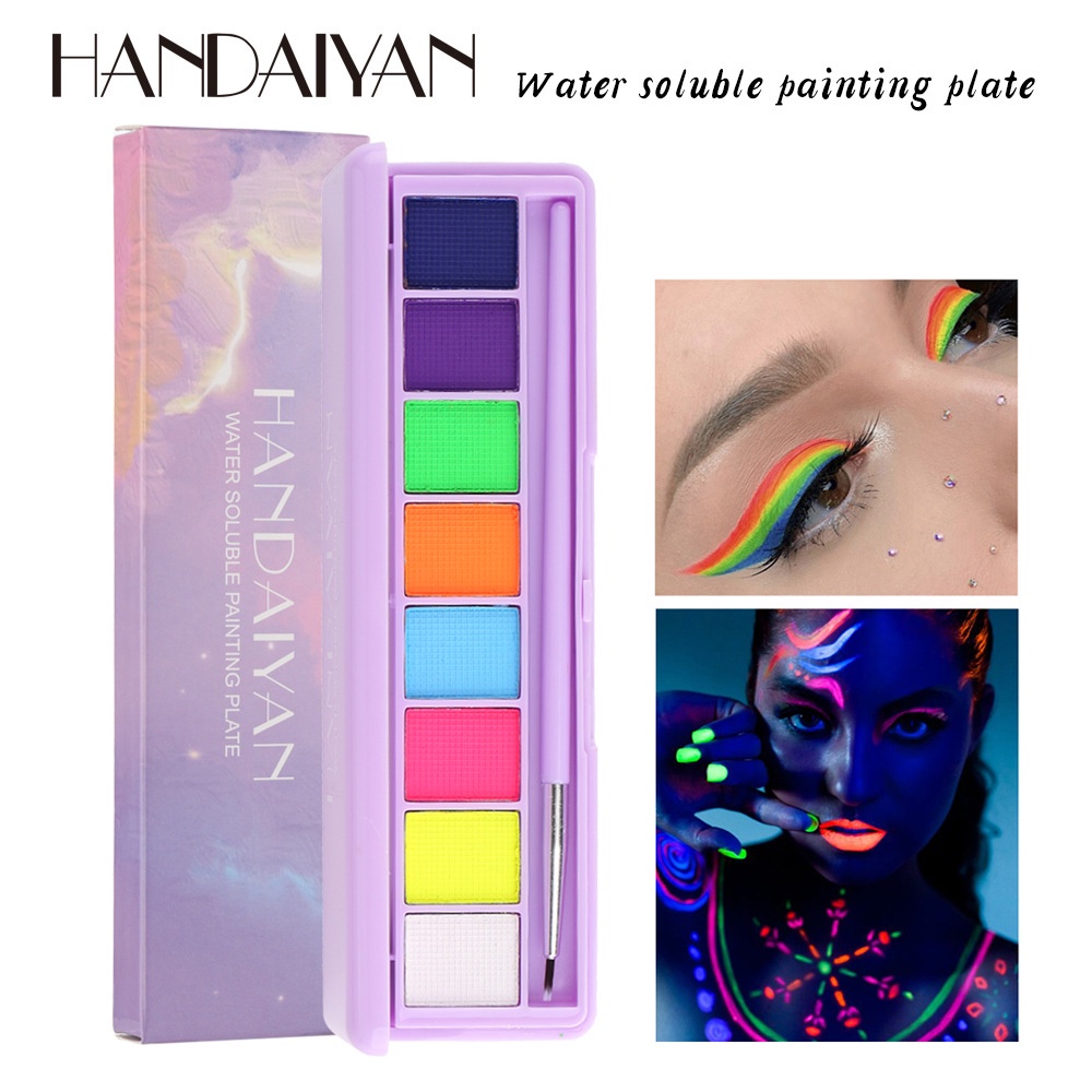 HANDAIYAN Face Body Piant Water Soluble Oil Tattoo Painting Art  Eyeliner Halloween Party Makeup Beauty Palette UV 8 Colors