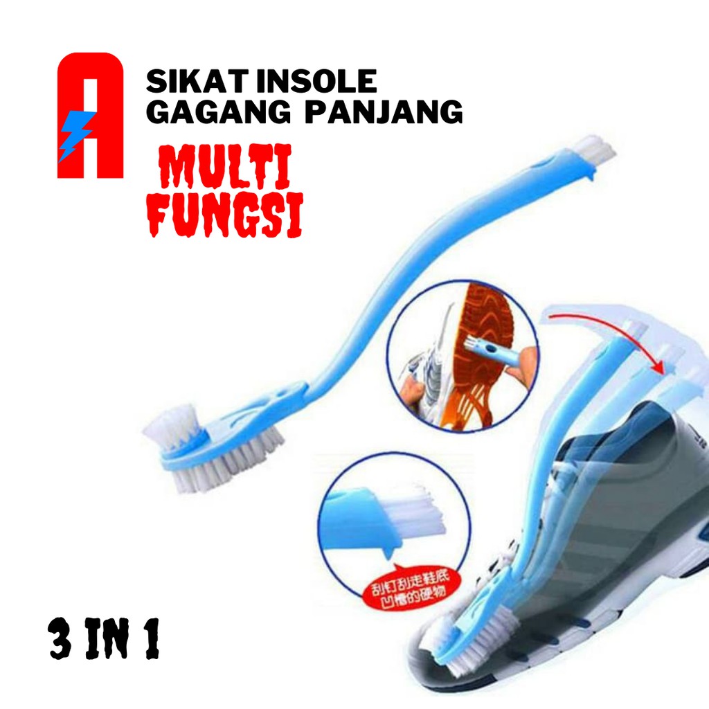 Sikat sepatu insole untuk dalam sepatu ada gagang pegangan