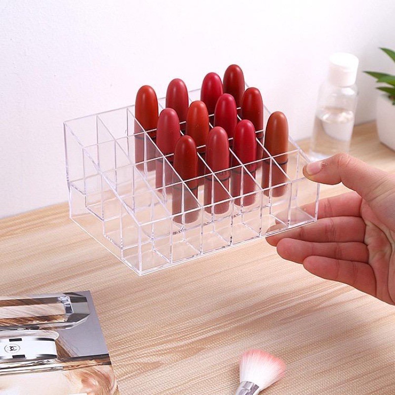 ✿ELYSABETHME✿ Rak lipstick bening acrylic display untuk hiasanb kamar meja rias toko kosmetik rapi lipcream lipbalm liptint