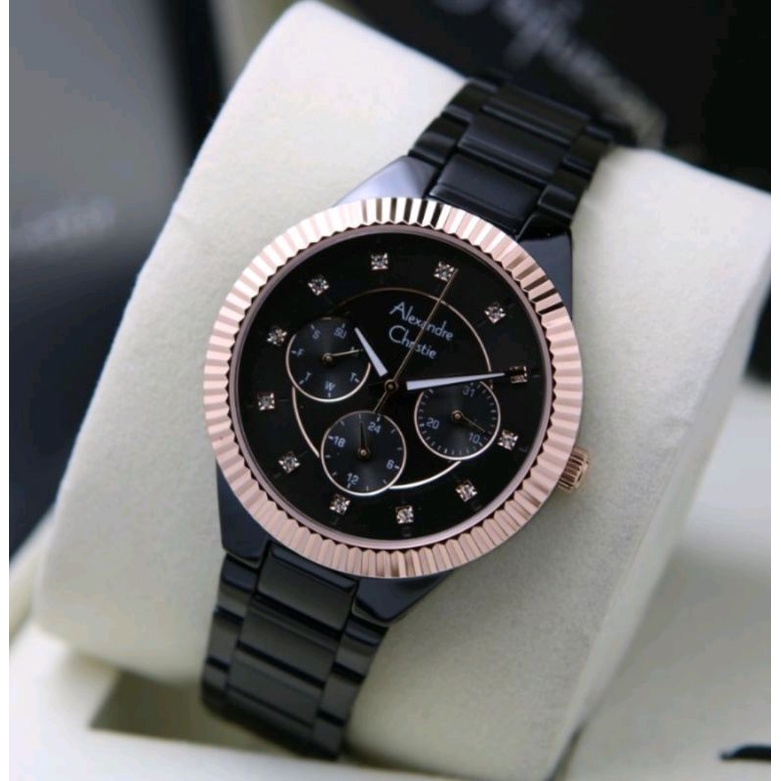 ALEXANDRE CHRISTIE AC 2900 JAM TANGAN WANITA BLACK ROSEGOLD ORIGINAL