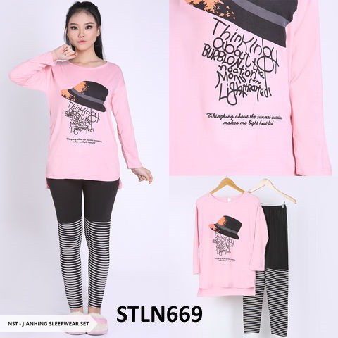 STLN669 - Setelan Panjang Wanita Pink Thinking About Burblon