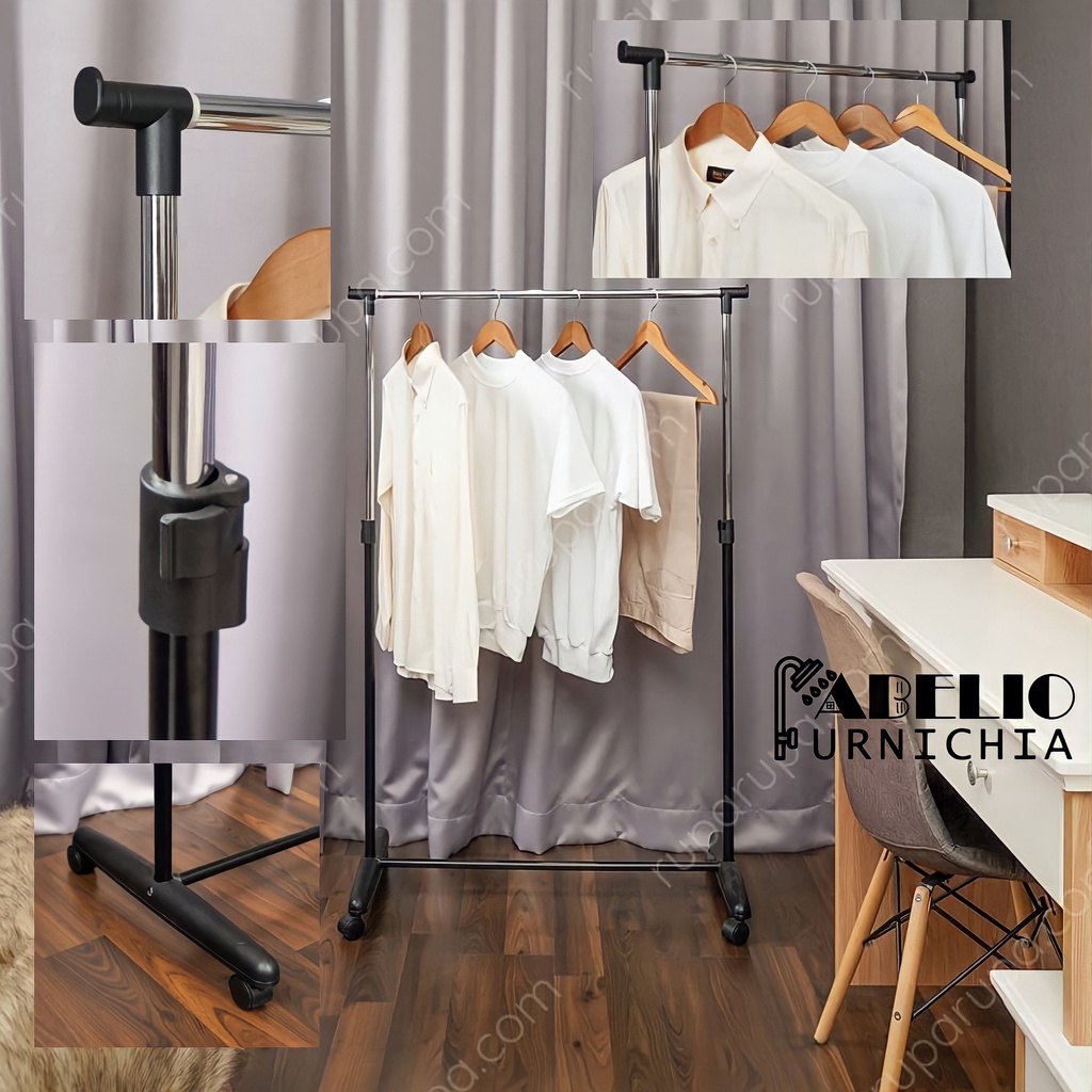 RAK JEMURAN BAJU GANTUNG / Krisbow Gantungan Pakaian Dengan Roda / STAND HANGER / HANGER TROLLEY CLOTHES / Rak Serbaguna Gantung Baju / Stand Hanger Display / Rak gawang / jemuran portable