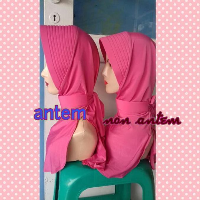 >>Termurah<< Jilbab Psk Bhayangkari Antem Garis Banyak Pet Syal Leher Tali Belakang <<<