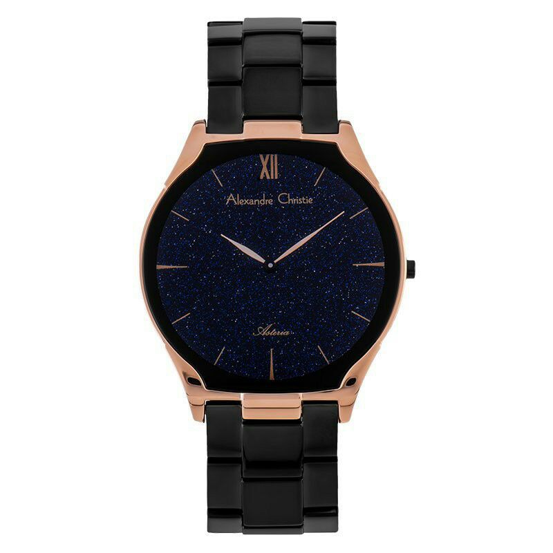 JAM ALEXANDRE CHRISTIE AC 8602 PRIA ASTERIA ROSEGOLD BLACK ORIGINAL garansi 1 tahun