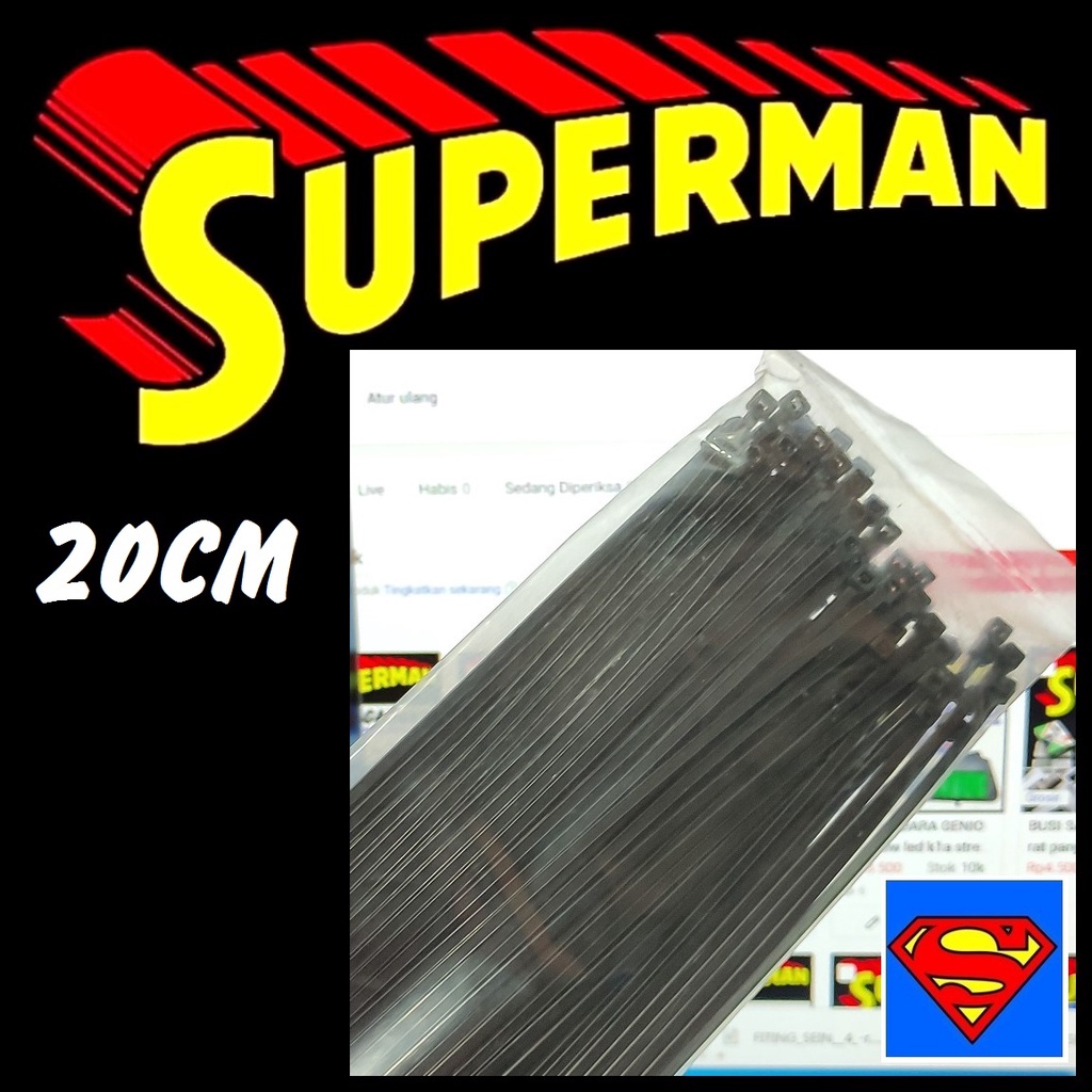

KABEL TIS 20 CM HITAM insulok kabel ties cable ties tali ties pengikat kabel 10cm 15cm 20cm 25cm 30cm 1 pack pak isi 100 pcs superman jogja
