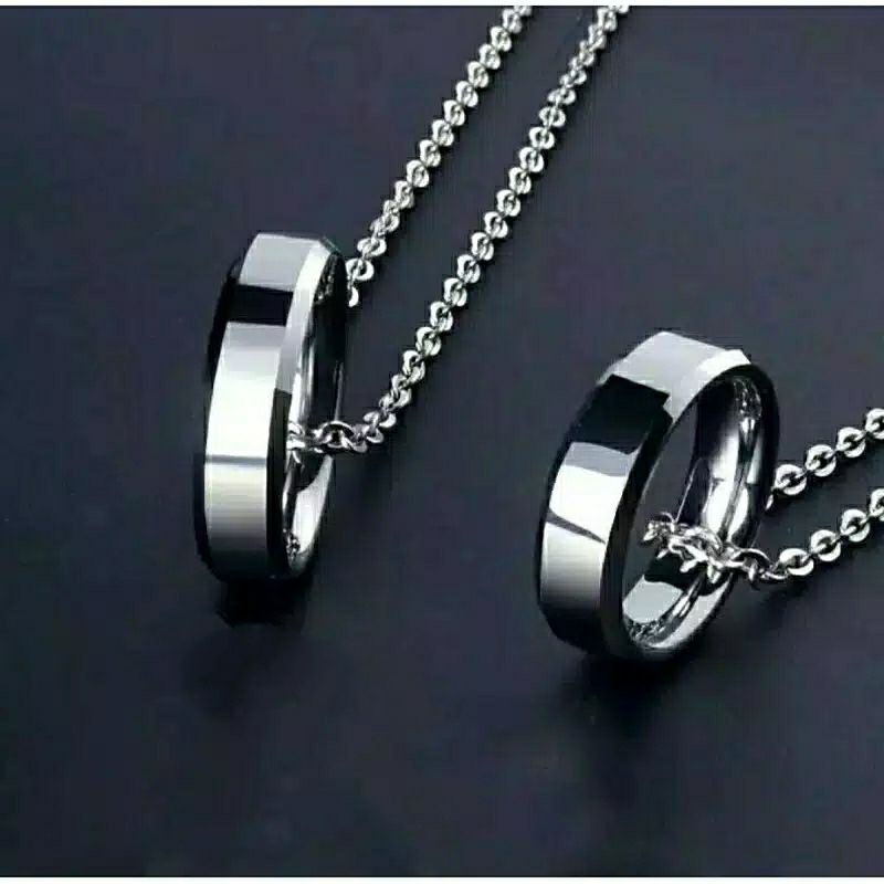 Kalung titanium pria wanita model nuri bandul cincin anti karat tidak luntur Hits 2022 keren cod