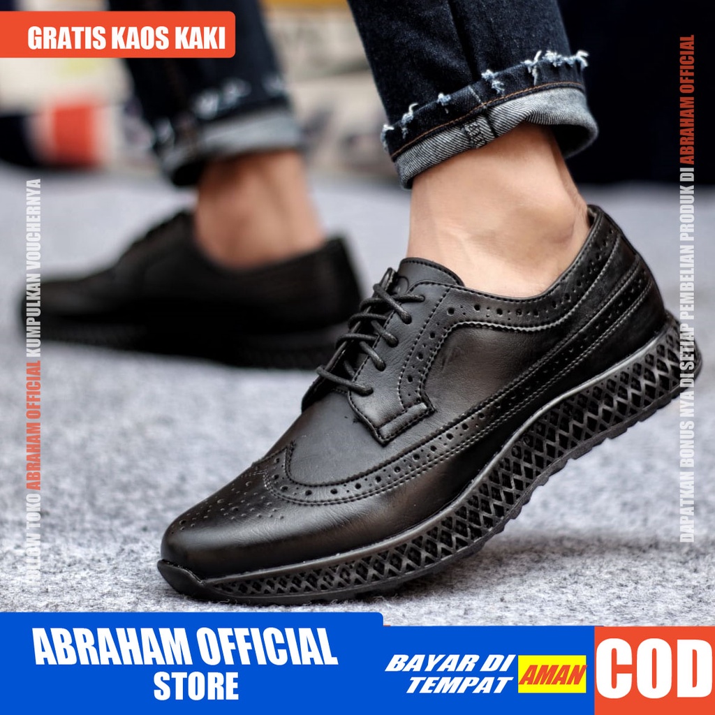 ABRHM x JHON Sepatu Kasual Pria Sepatu Casual Pria Kulit Pu Sepatu Pria Casual Cowok/Cowo Ori Sepatu Kerja Kantor Semi Formal Kuliah Kondangan Gaya keren Kekinian Murah Terlaris