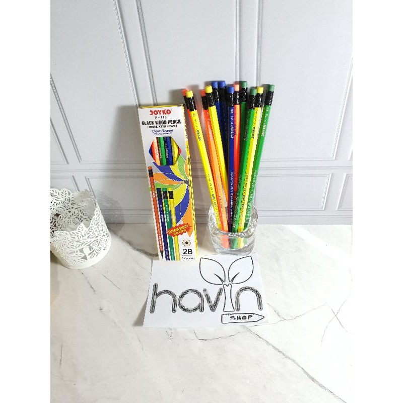 pensil 2B Joyko P-116 kayu hitam ada hapusan/black wood pencil-1