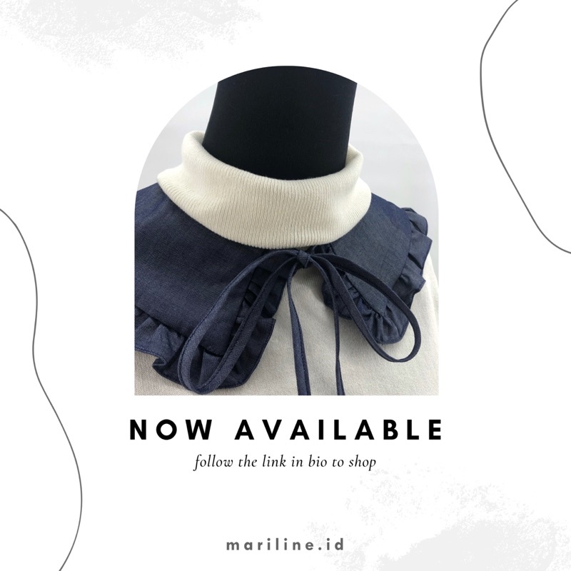 MARILINE Detachable Collar in Blue Denim