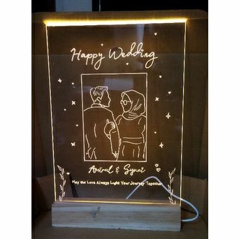 (A4) Lampu Tidur Instagram Style Kado Pernikahan Ulang Tahun Wisuda  LED Akrilik CUSTOM LAMPU LED / 