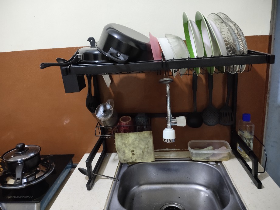 Olla Hom - Rak Dapur Hitam Rak Wastafel Rak Piring Dan Peralatan Dapur 65 Cm Dan 85 Cm