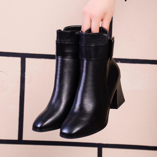 black high heel ankle boots