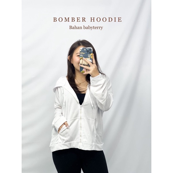 Bomber Hoodie Cewek Kekinian Jaket Sleting Fashion Atasan Baju Wanita