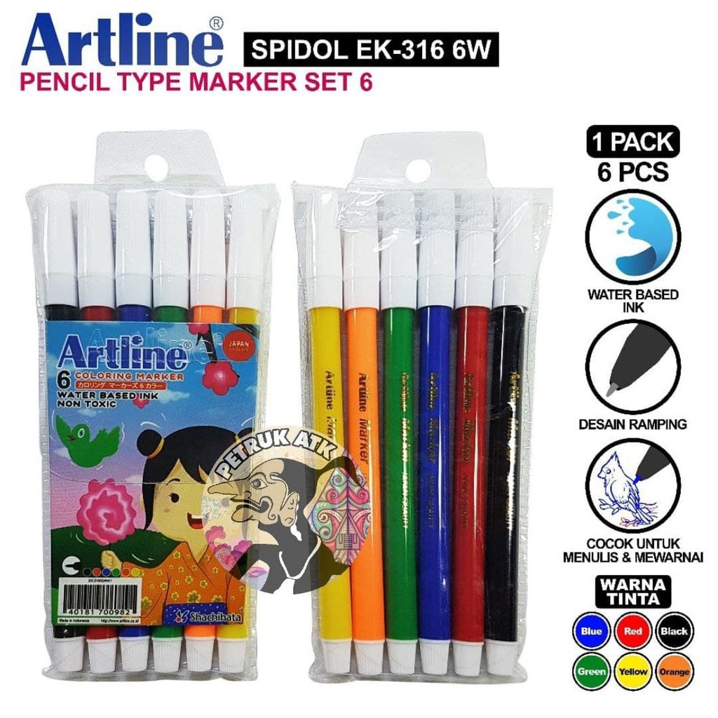 

[SET] SPIDOL KECIL 6 WARNA ARTLINE EK-316 6C*