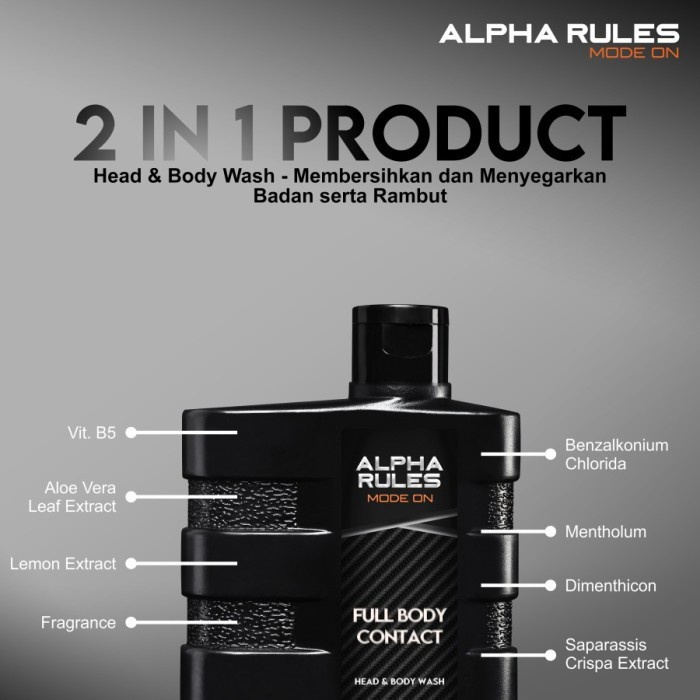 ALPHA RULES Original Full Body Contact 2in1 Sabun Mandi dan Shampoo  250ml