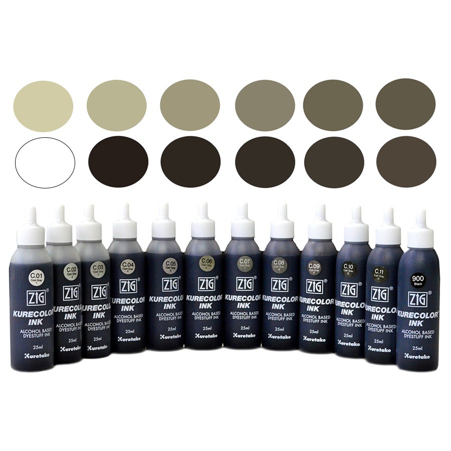 

ZIG KURECOLOR INK COOL GRAY COLOURS 25ml / ALCOHOL INK