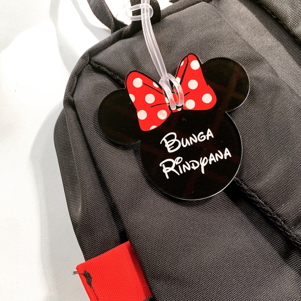 Bagtag Minnie Lucu Custom Nama Gantungan Tas Koper