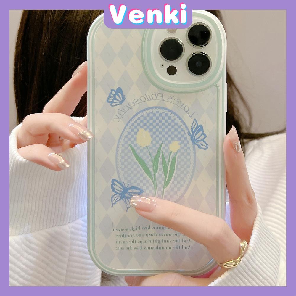 iPhone Case Silicone Soft Case Clear Case TPU Airbag Shockproof Full Coverage Protection Camera Blue Butterfly Flowers For iPhone 13 Pro Max iPhone 12 Pro Max iPhone 11 iPhone7Plus