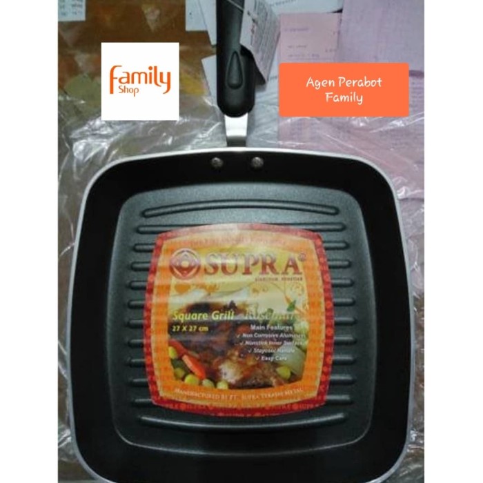 Bisa COD PANGGANGAN BBQ SUPRA SQUARE GRILL PAN 27CM TEFLON Alat panggangan roti bakar U4A9