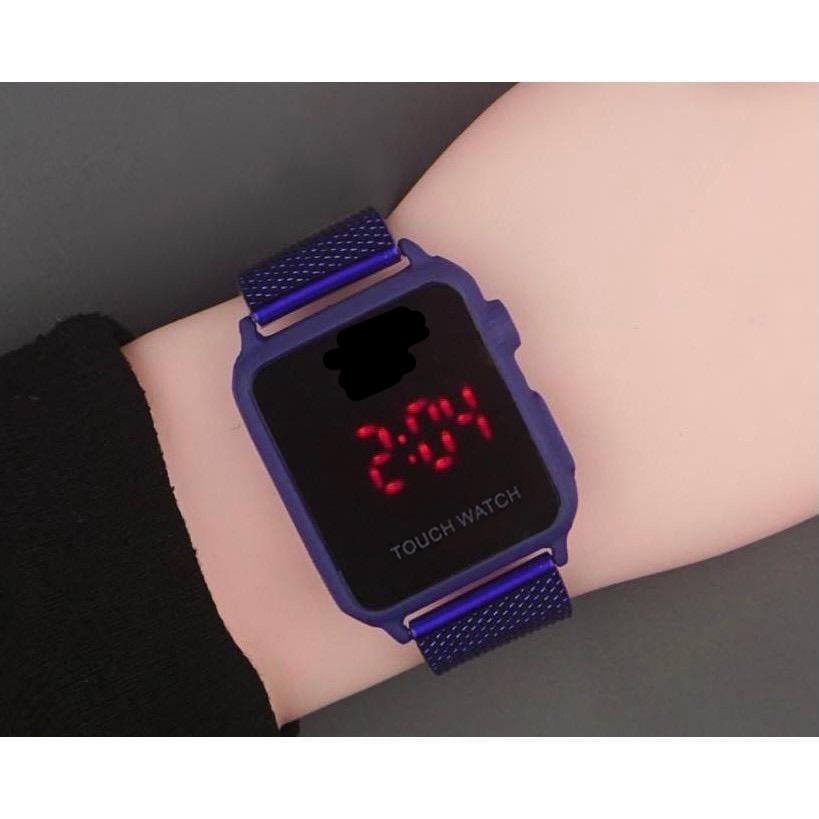 ✅ COD KUMA  JAM TANGAN PRIA WANITA RUBBER ELEKTORNIK TOUCH MAGNET LED