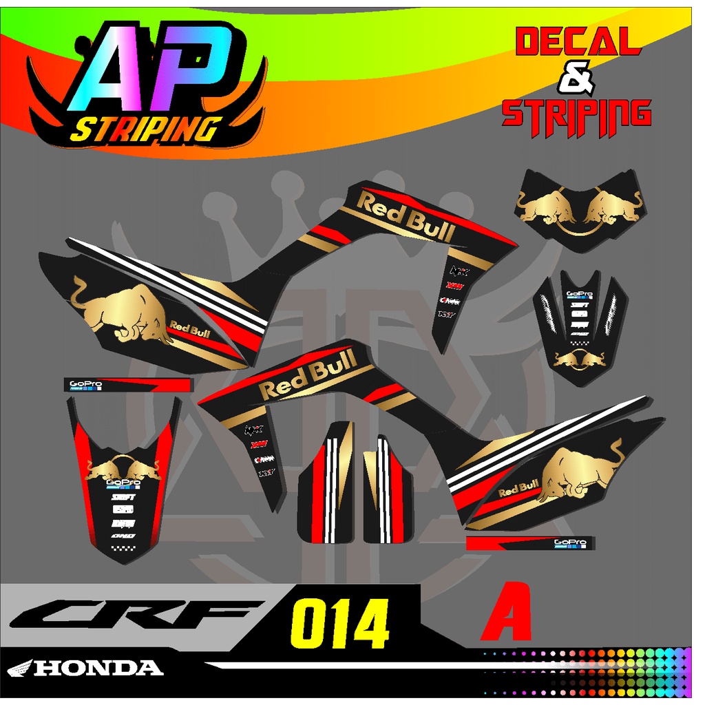 JUAL STICKER STRIPING LIS BODY VARIASI KEREN REDBULL HONDA CRF 150 L -014