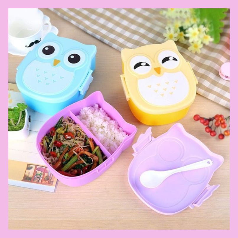 KOTAK BEKAL OWL TEMPAT MAKAN ANAK KARAKTER BURUNG HANTU LUCU LUNCH BOX ANAK