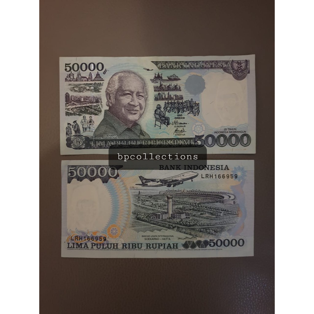 Uang Lama 50000 rupiah Soeharto Suharto 1995 Uang Kertas Kuno Asli Mahar Koleksi Duit Jadul