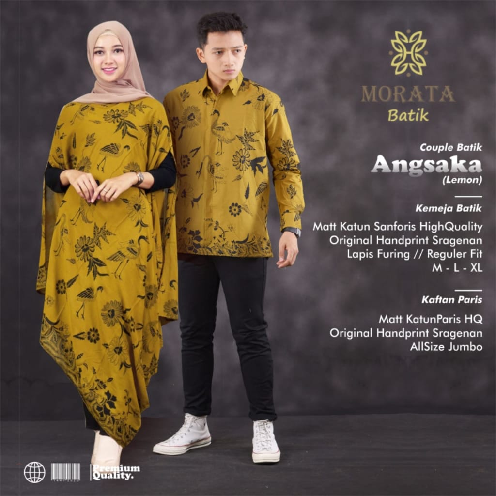 angsaka kemeja baju pakaian atasan gamis kaftan dress batik solo couple set pasangan kombinasi tunan