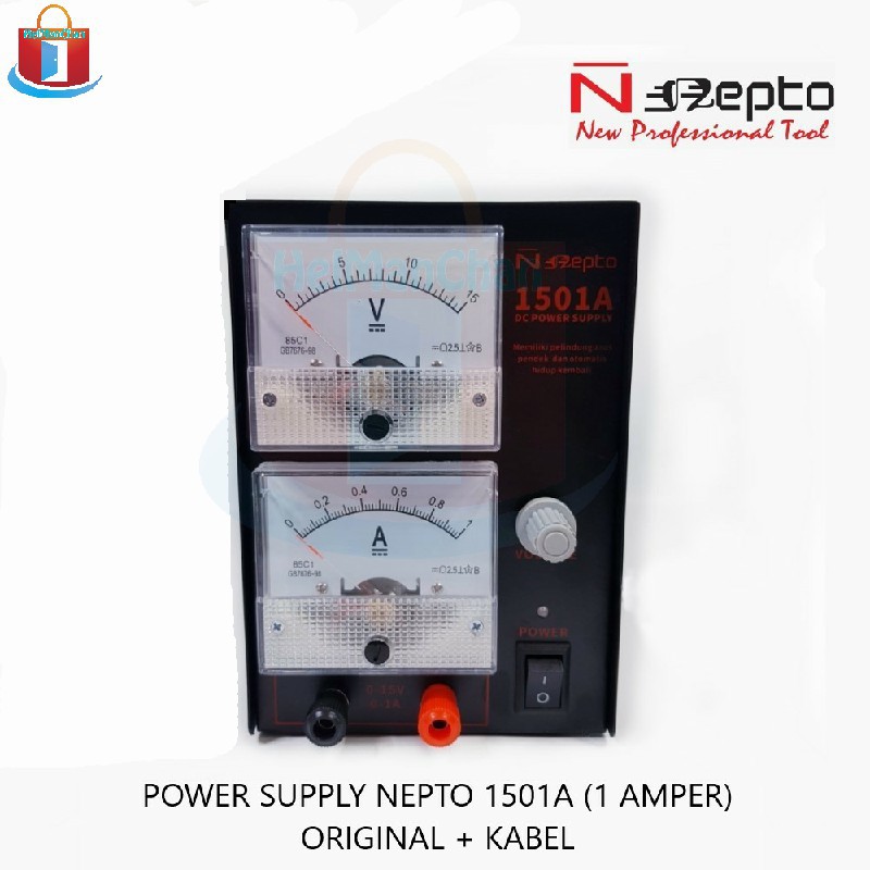 POWER SUPPLY HP NEPTO 1501A ( ANALOG / MANUAL ) 1 AMPER  + KABEL 70027 PS-1501A