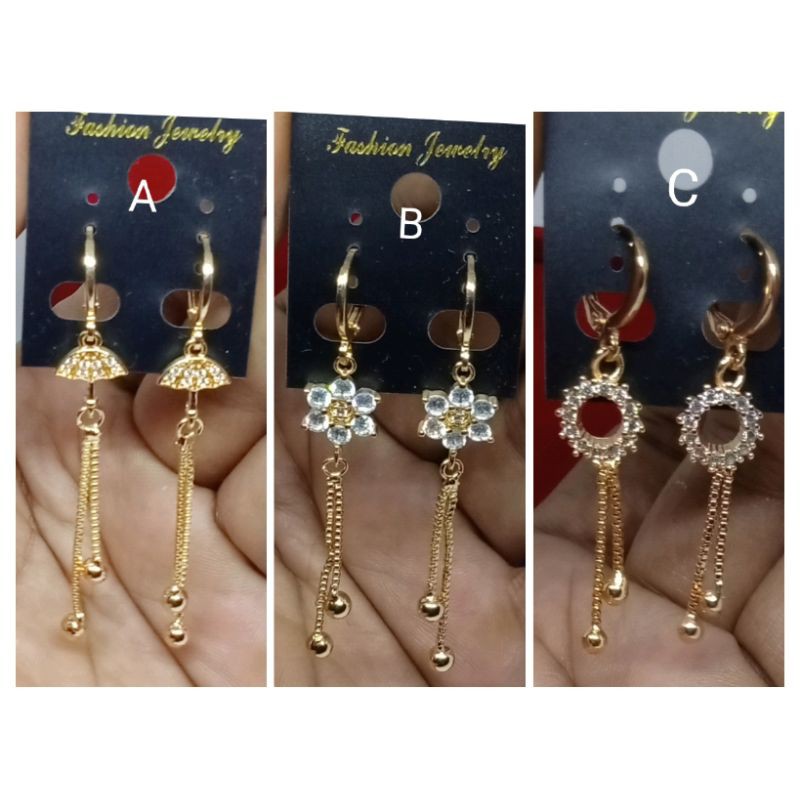 CA   Anting xuping wanita lapis emas dgn mata zircon