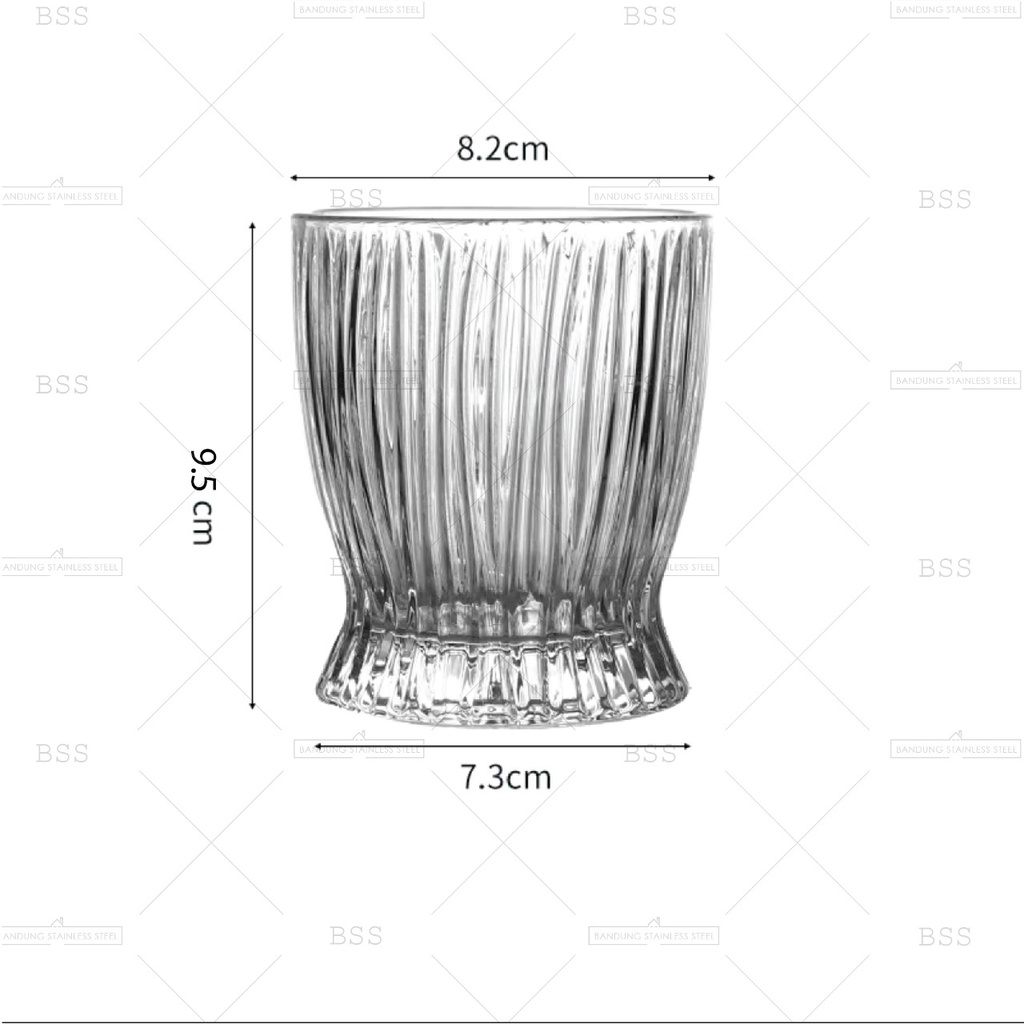 Gelas Minum 280ml Cafe Ripple Cangkir Kaca Glass Kopi Jus Motif Ikan Juice Teh Cantik Unik Simple Elegan