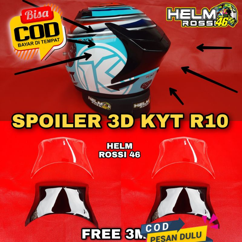 Spoiler Helm KYT R10 R 10 Model 3D Hitam Dan Bening Winglet Variasi Helm KYT