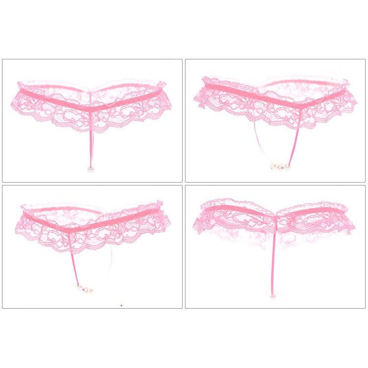 (COD) G String Wanita Tali Mutiara Mini Lucu dengan Renda Thong 3C182