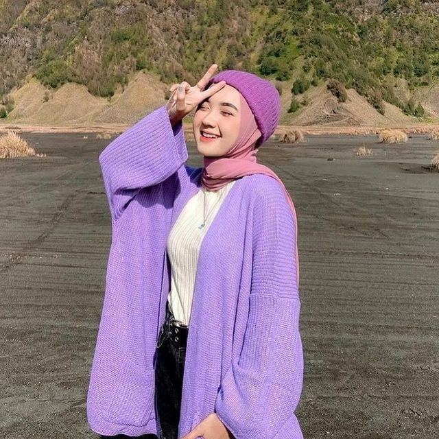 KARDIGAN RAJUT OVERSIZE JUMBO XXL 3XL 4XL PAKAIAN WANITA/ LOCY BIGSIZE-Lilac